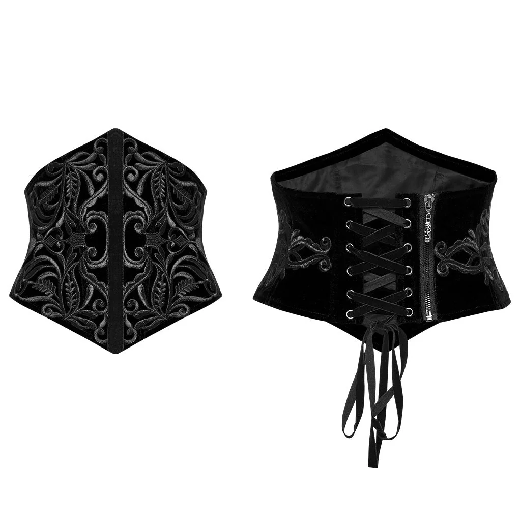 WS-616YDF Velvet Embroidered Lace-Up Gothic Corset Waist Cincher - Image 25
