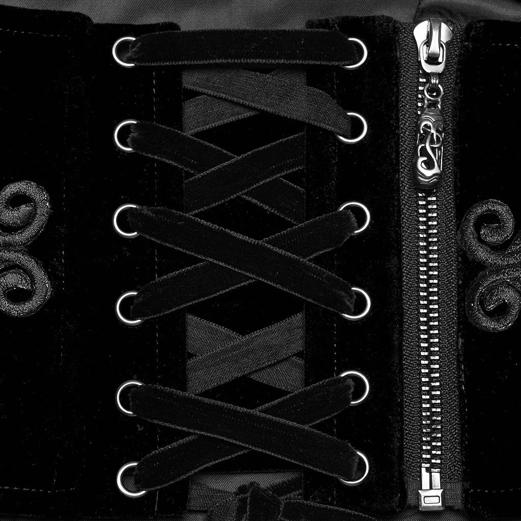 WS-616YDF Velvet Embroidered Lace-Up Gothic Corset Waist Cincher - Image 27