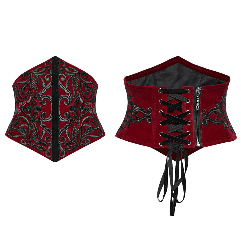 WS-616YDF Velvet Embroidered Lace-Up Gothic Corset Waist Cincher - Image 31