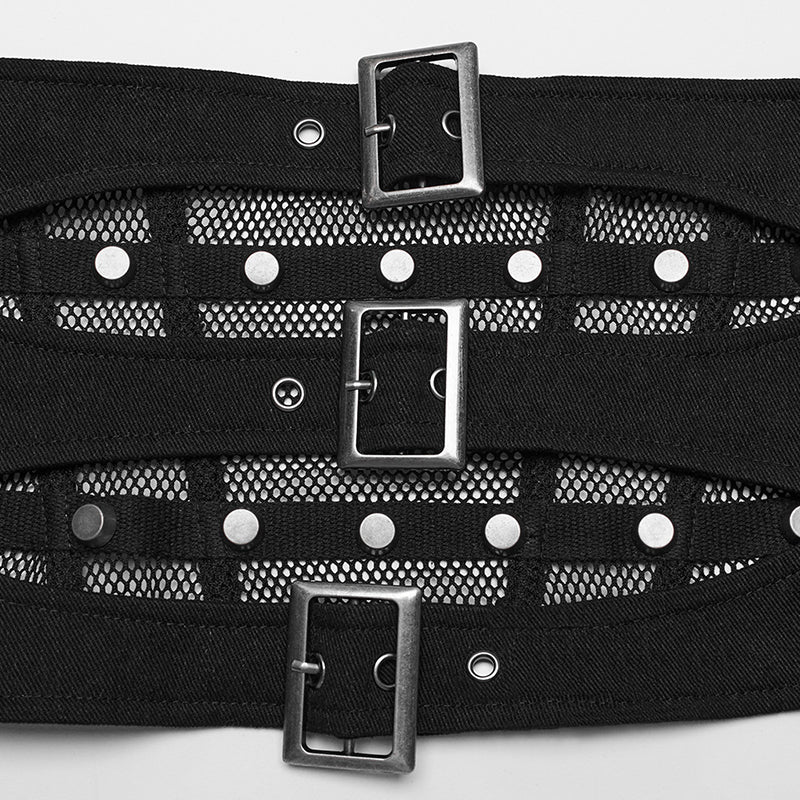 WS-619YDF Steampunk Mesh Buckle Lace-Up Punk Corset Fashion - Image 16