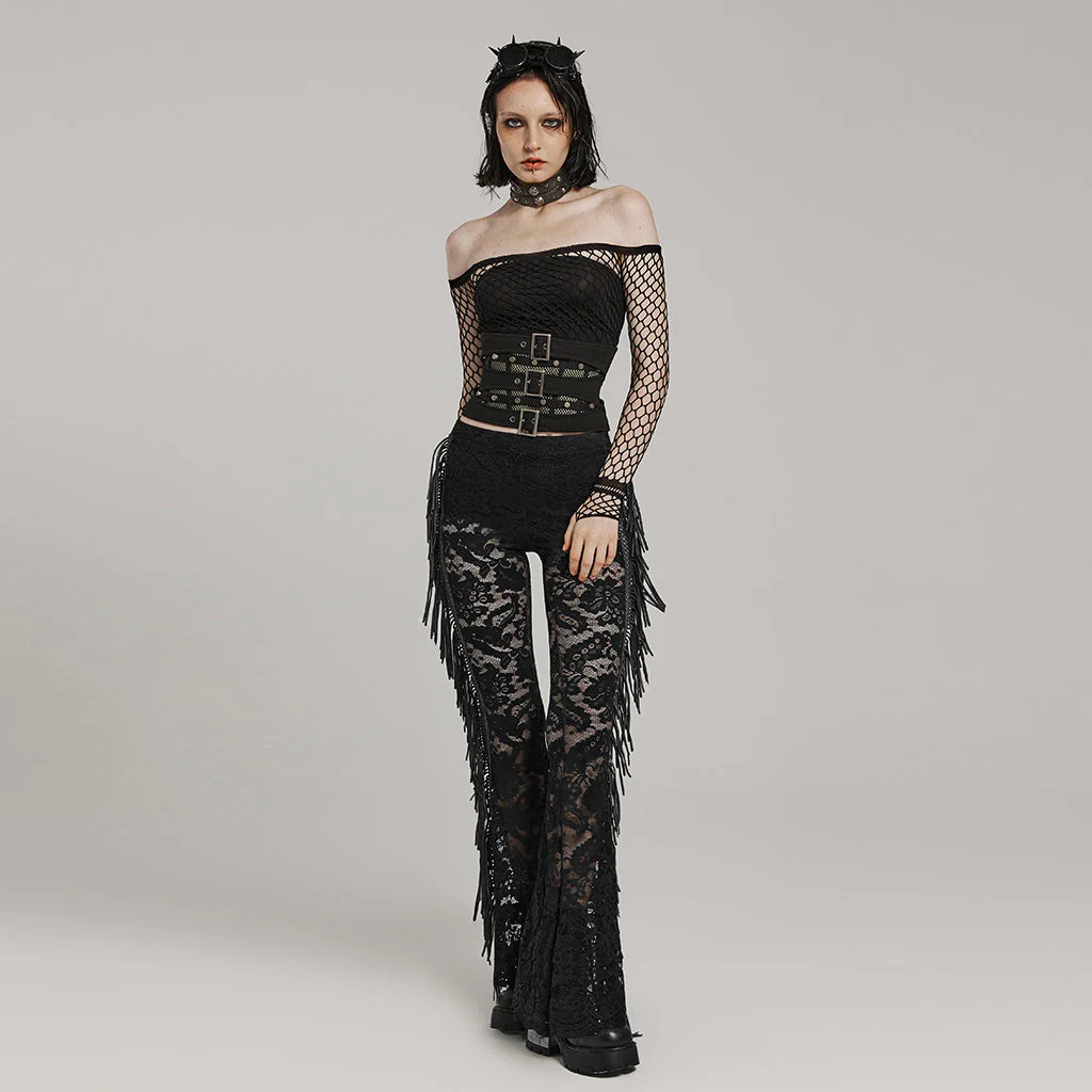 WS-619YDF Steampunk Mesh Buckle Lace-Up Punk Corset Fashion - Image 18