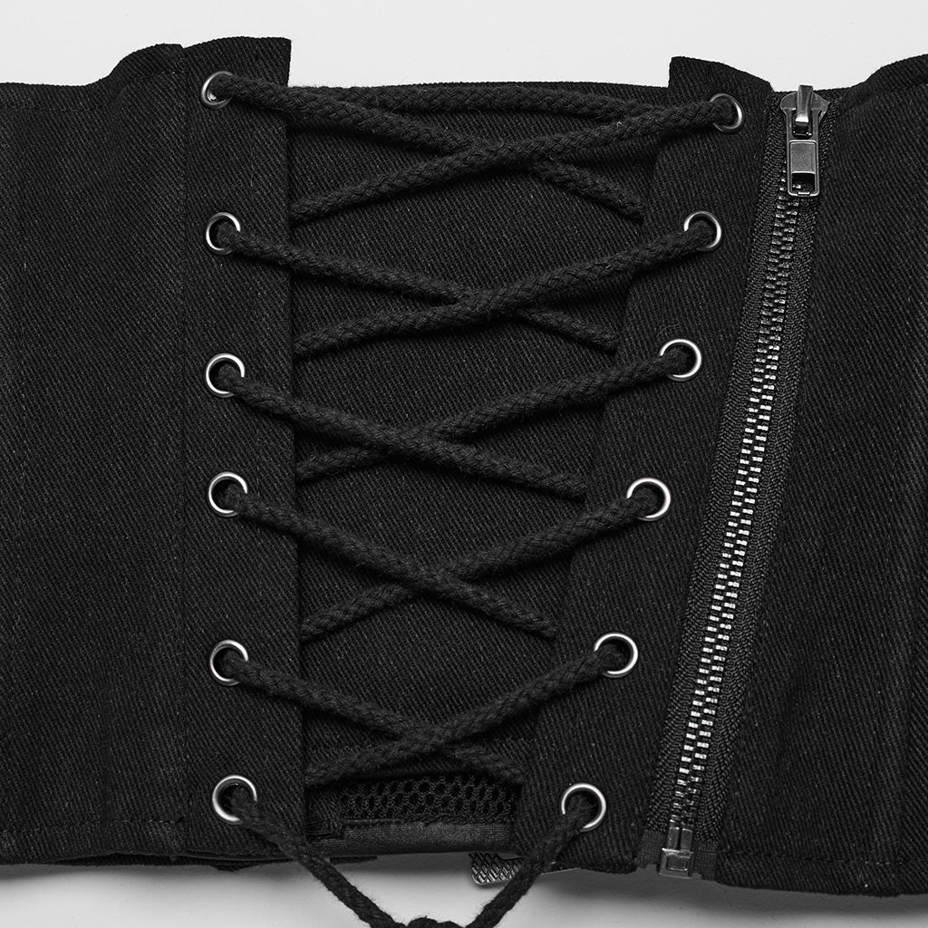 WS-619YDF Steampunk Mesh Buckle Lace-Up Punk Corset Fashion - Image 7