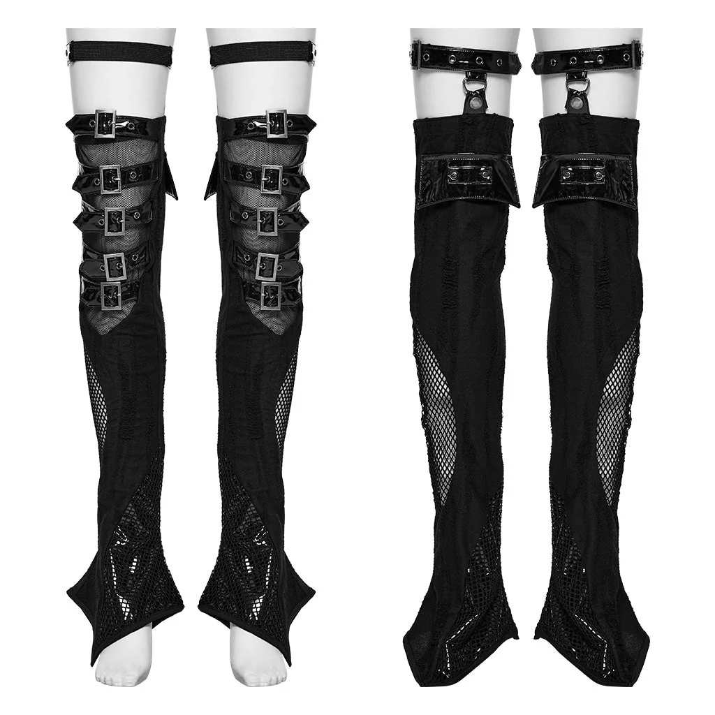WS-622JTF Gothic Mesh Buckle Over-the-Knee Punk Accessories Leg Warmers - Image 21