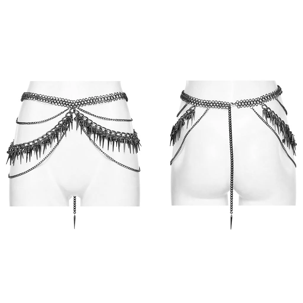 WS-623YDF Edgy Spiked Chain Belt Punk Accessories Waist Harness - Image 5