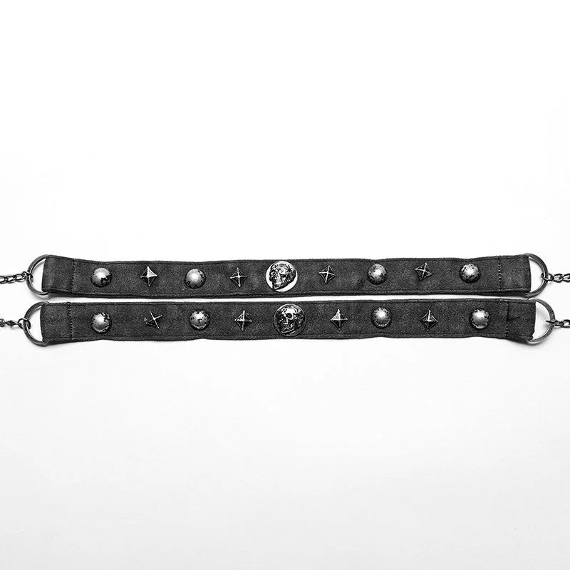 WS-625LH Gothic Skull Rivet Choker Punk Accessories Statement Necklace - Image 13