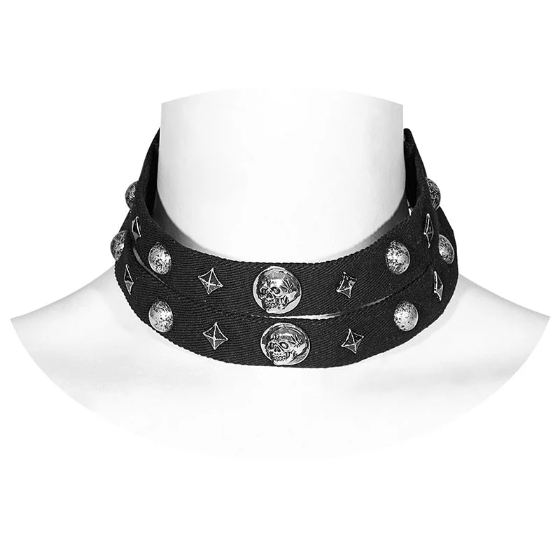 WS-625LH Gothic Skull Rivet Choker Punk Accessories Statement Necklace - Image 15