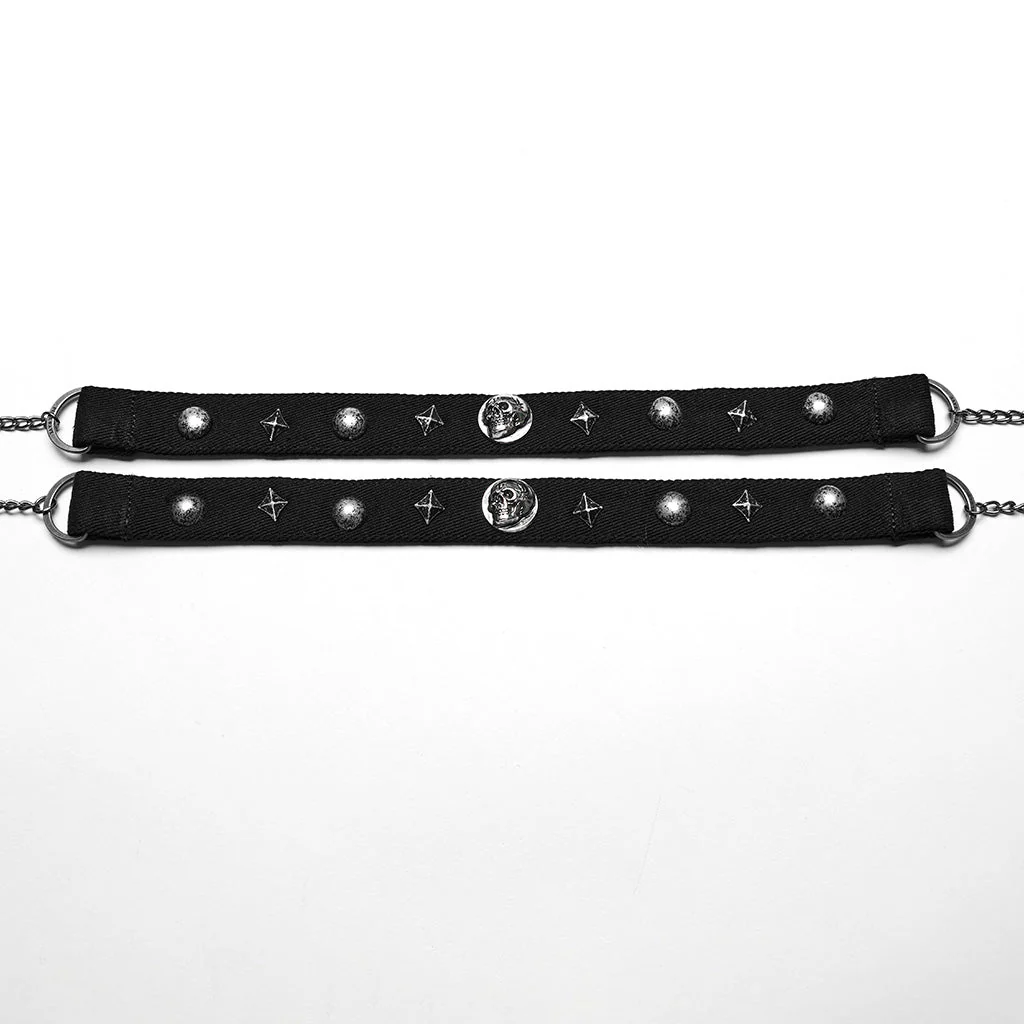 WS-625LH Gothic Skull Rivet Choker Punk Accessories Statement Necklace - Image 20