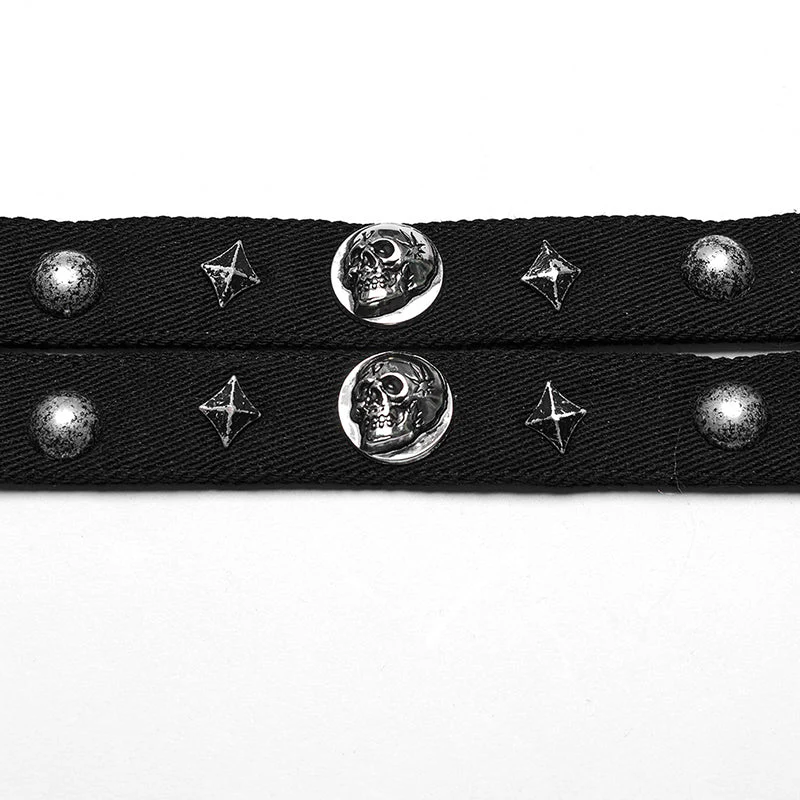 WS-625LH Gothic Skull Rivet Choker Punk Accessories Statement Necklace - Image 3