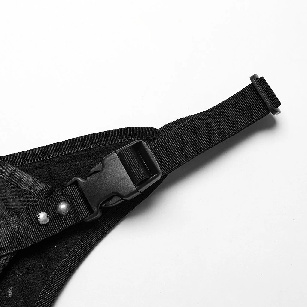 WS-626BD Stealthy Gothic Tactical Vest Punk Accessories Adjustable black Harness - Image 10