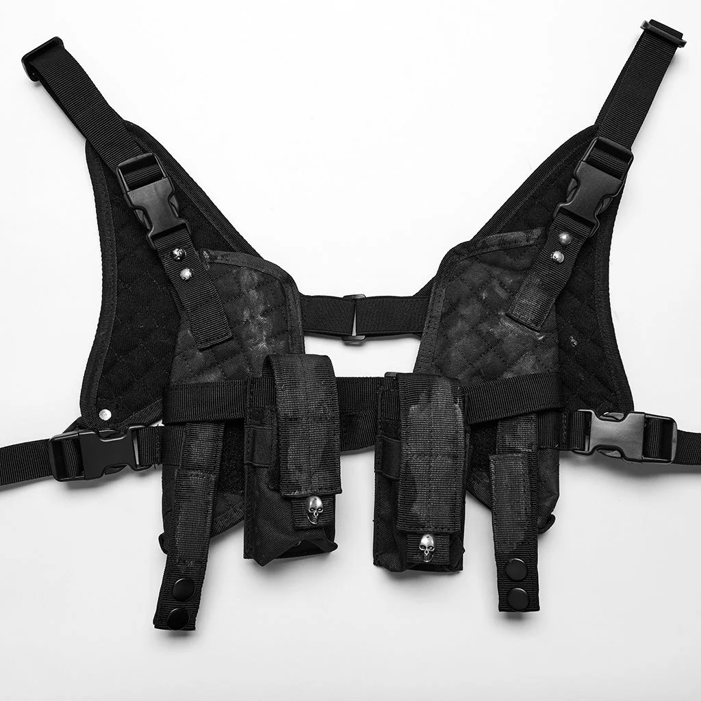 WS-626BD Stealthy Gothic Tactical Vest Punk Accessories Adjustable black Harness - Image 7
