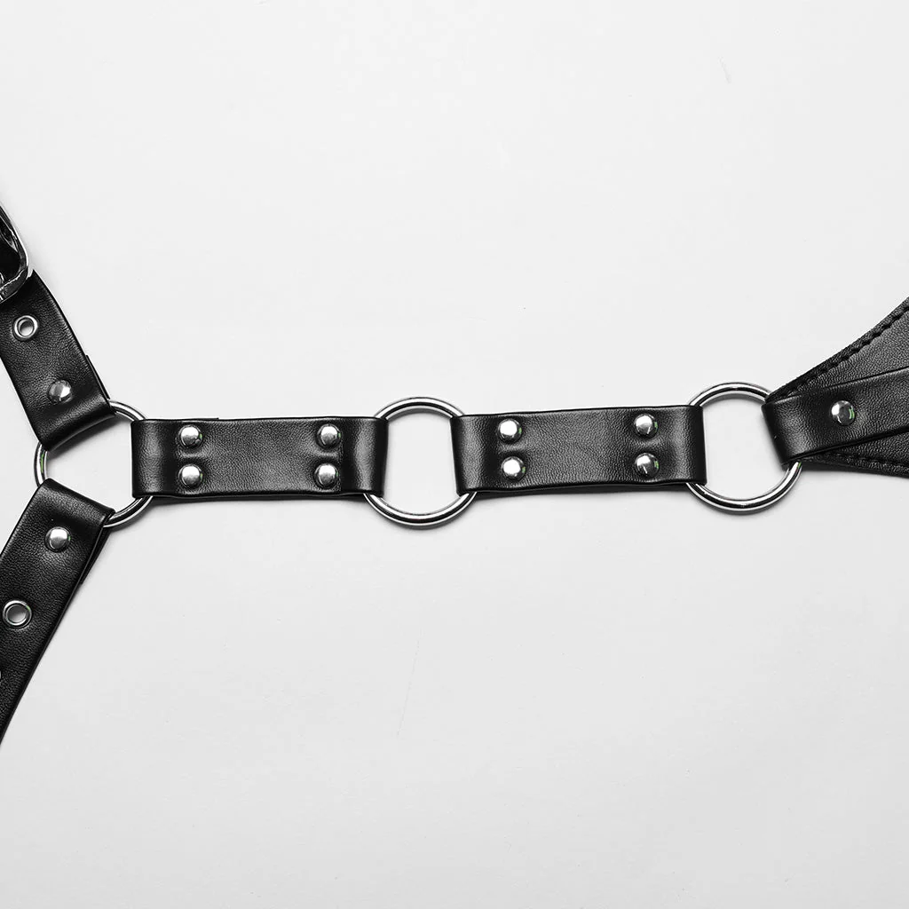 WS-628LHF Gothic Punk Choker Harness with Adjustable Belt Straps - Image 14