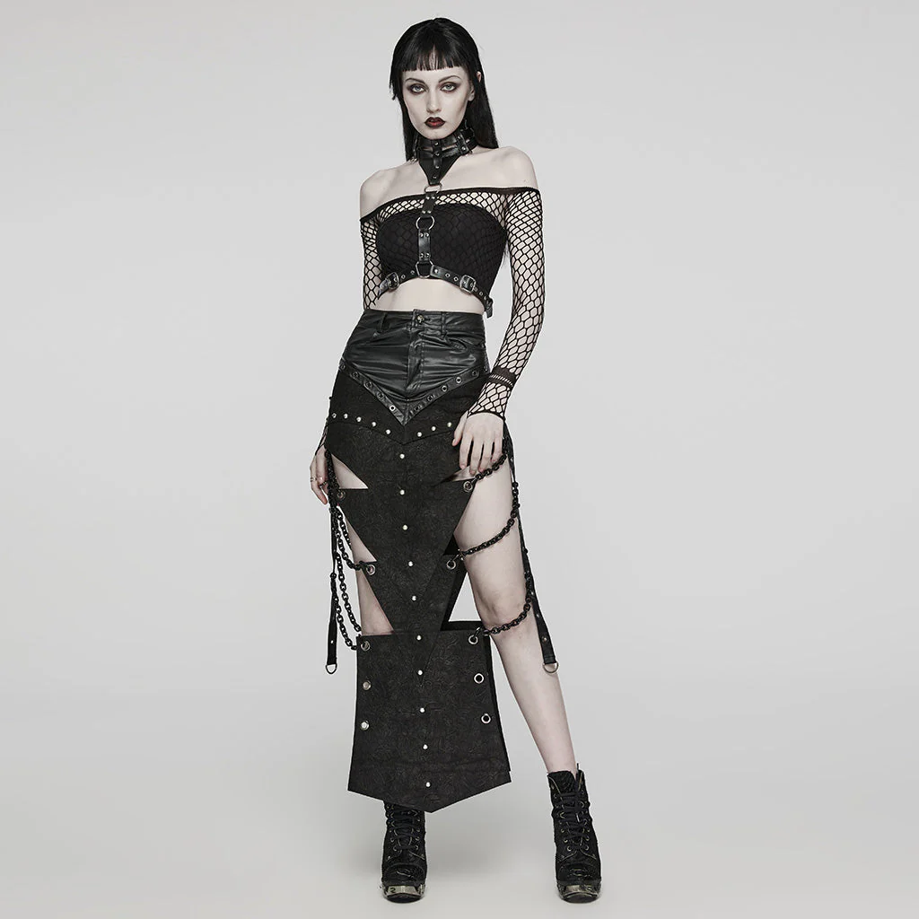 WS-628LHF Gothic Punk Choker Harness with Adjustable Belt Straps - Image 4