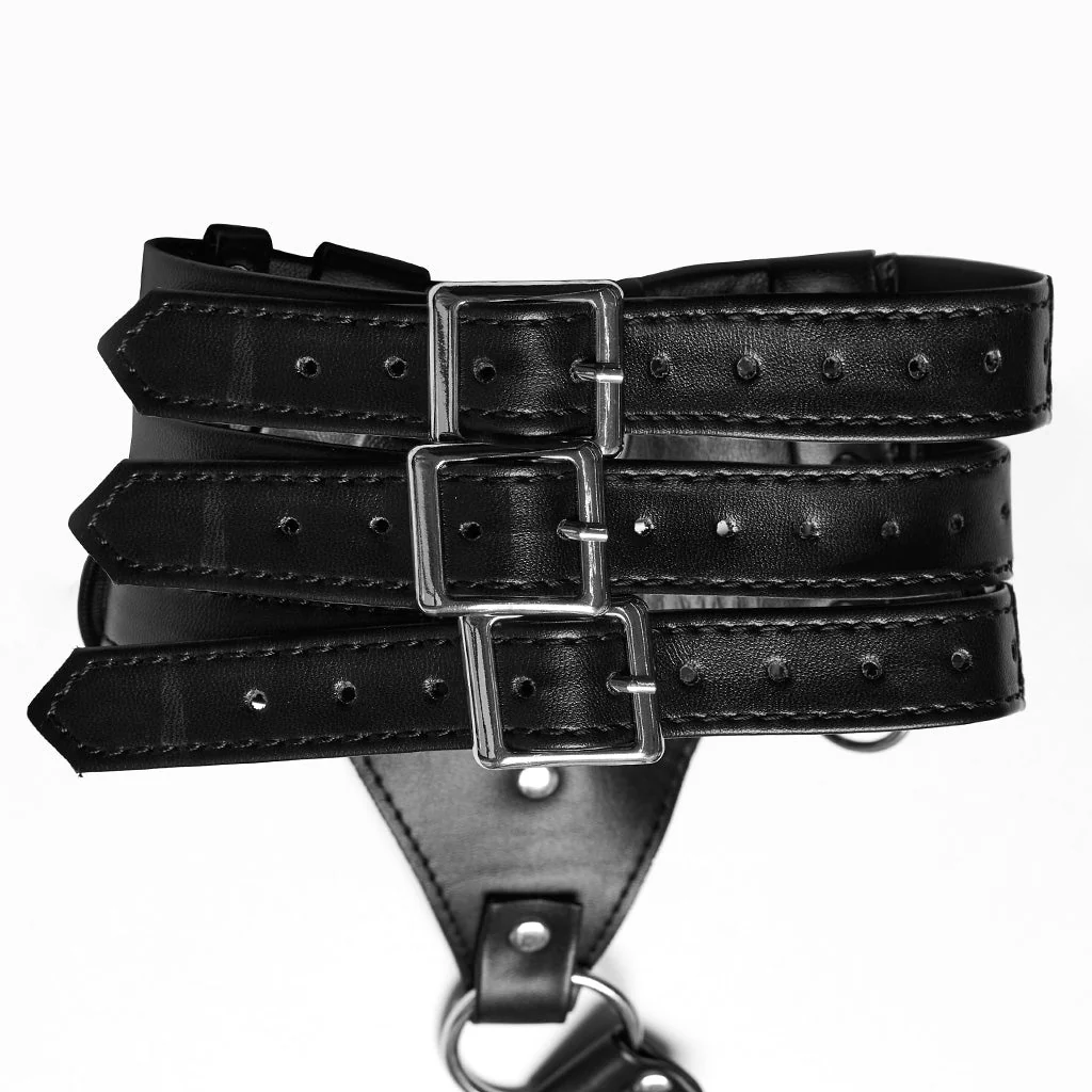 WS-628LHF Gothic Punk Choker Harness with Adjustable Belt Straps - Image 7