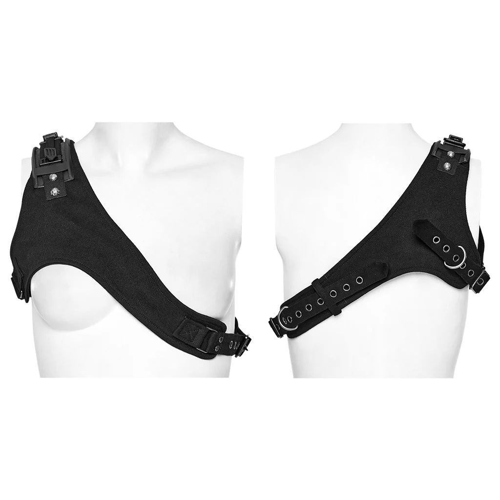 WS-629BDF Riveted Asymmetrical black Punk Shoulder Harness Accessory - Image 6
