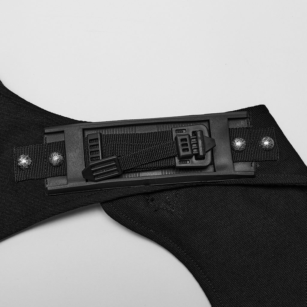 WS-629BDF Riveted Asymmetrical black Punk Shoulder Harness Accessory - Image 7