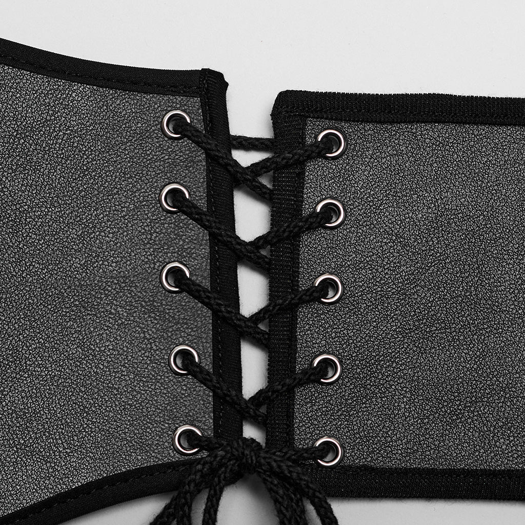 WS-635YDM Punk Rave Punk Corset Spiked Leather Waist Cincher with Red Buckle Straps - Image 35