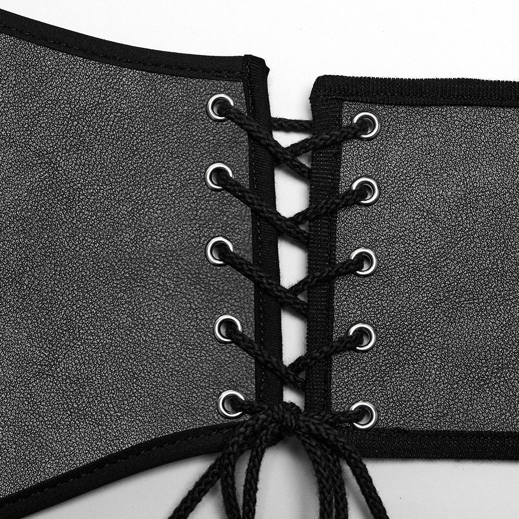 WS-635YDM Punk Rave Punk Corset Spiked Leather Waist Cincher with Red Buckle Straps - Image 46