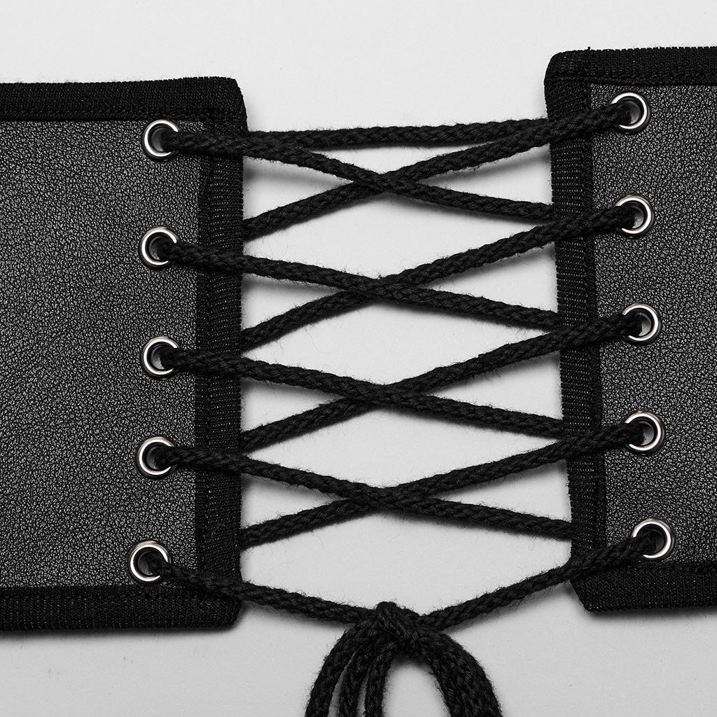 WS-635YDM Punk Rave Punk Corset Spiked Leather Waist Cincher with Red Buckle Straps - Image 7