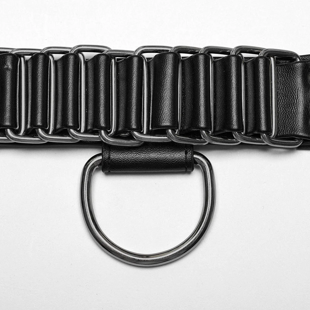 WS-637BDM Steampunk Leather Chest Harness with Metal Ring Details - Image 10