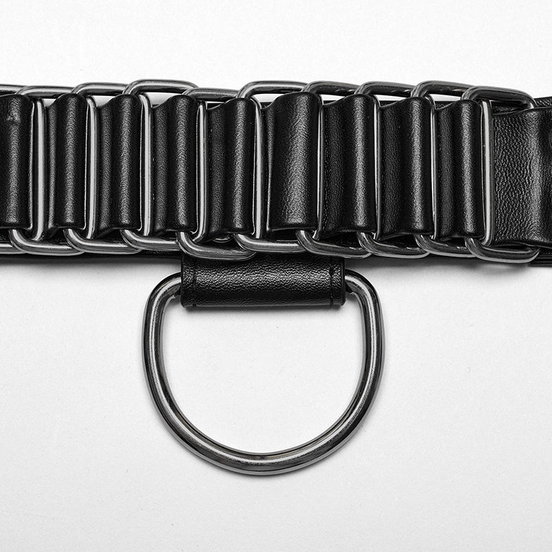 WS-637BDM Steampunk Leather Chest Harness with Metal Ring Details - Image 17