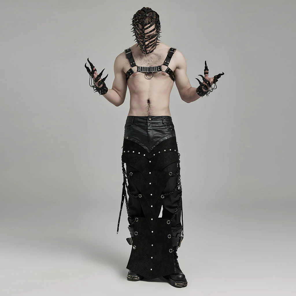 WS-637BDM Steampunk Leather Chest Harness with Metal Ring Details - Image 20