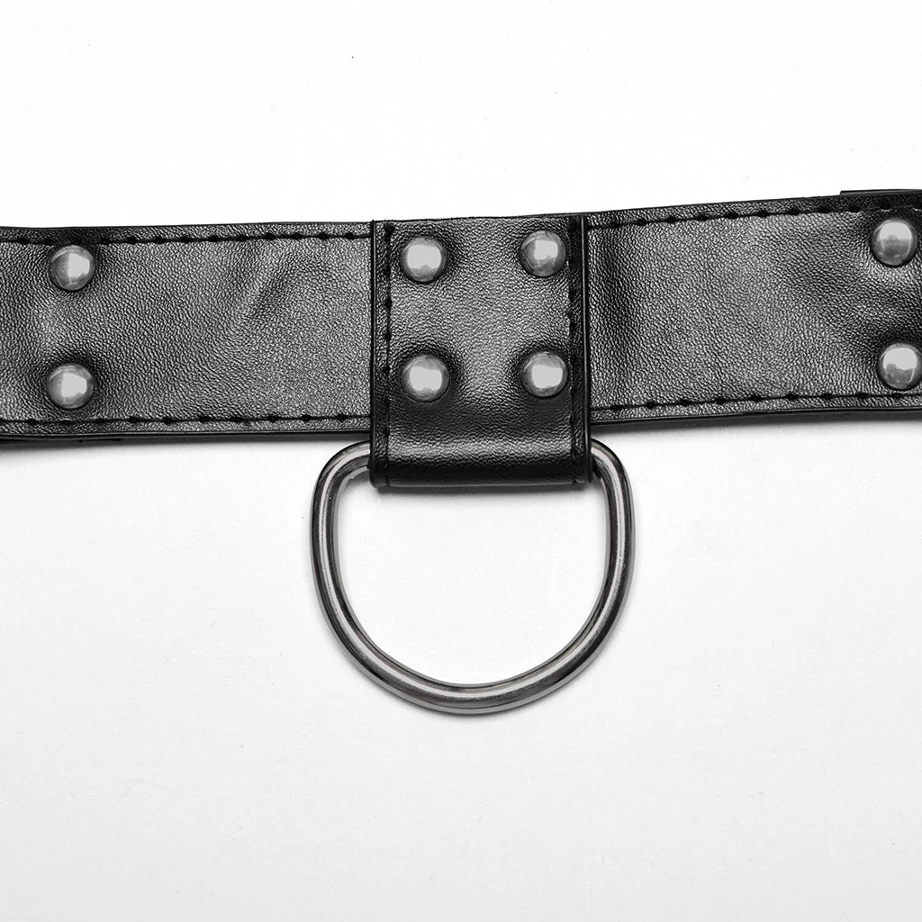 WS-637BDM Steampunk Leather Chest Harness with Metal Ring Details - Image 24