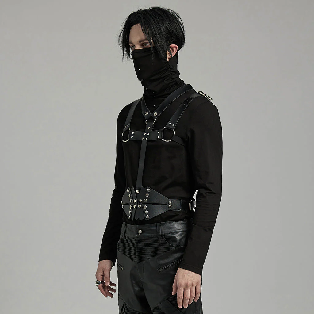 WS-638BDM Punk Accessories Leather Harness Vest with Studded Straps - Image 13