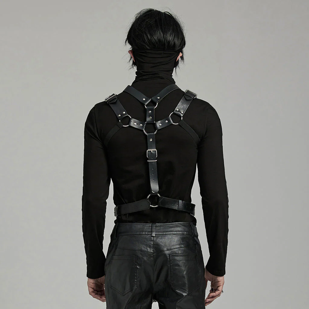 WS-638BDM Punk Accessories Leather Harness Vest with Studded Straps - Image 14
