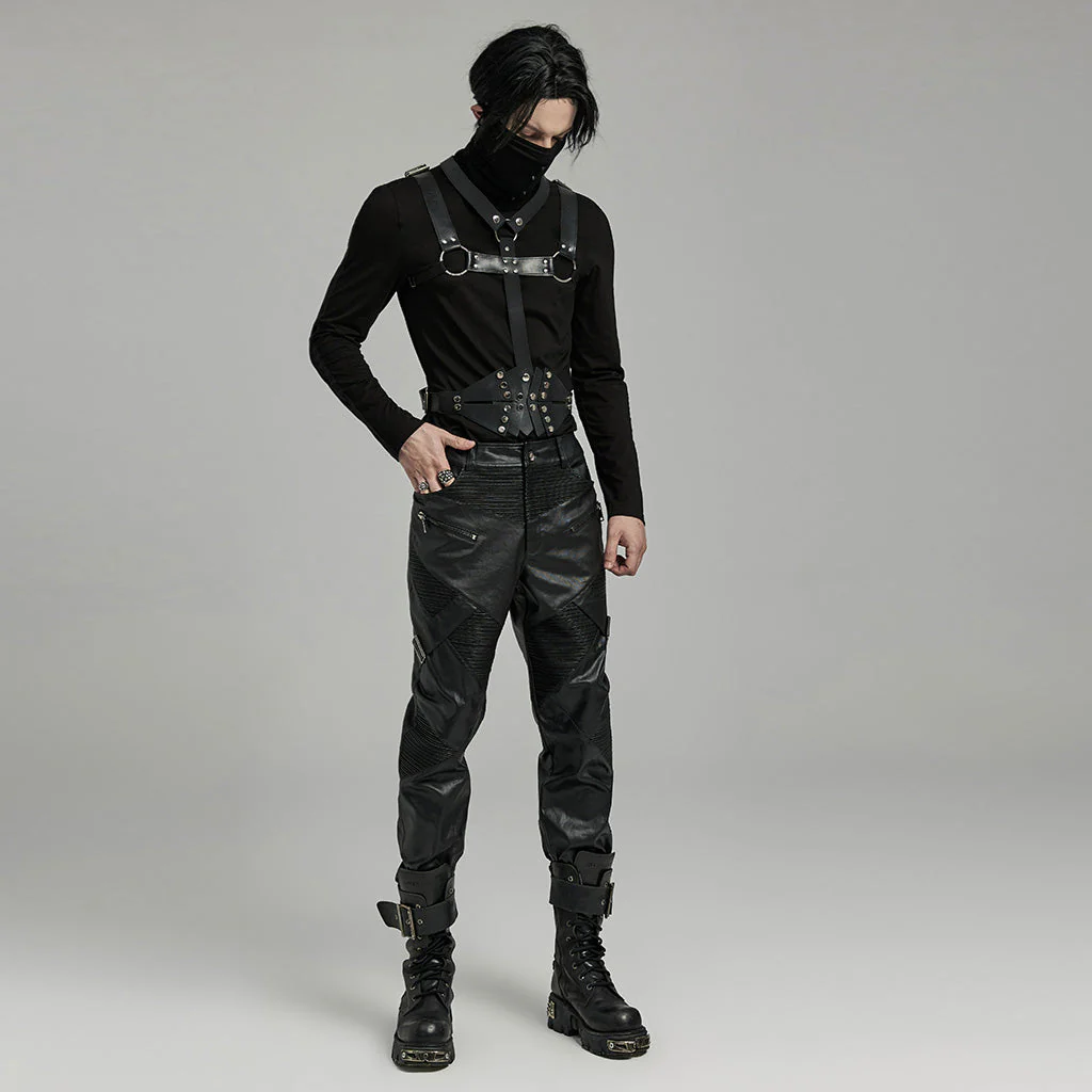 WS-638BDM Punk Accessories Leather Harness Vest with Studded Straps - Image 23