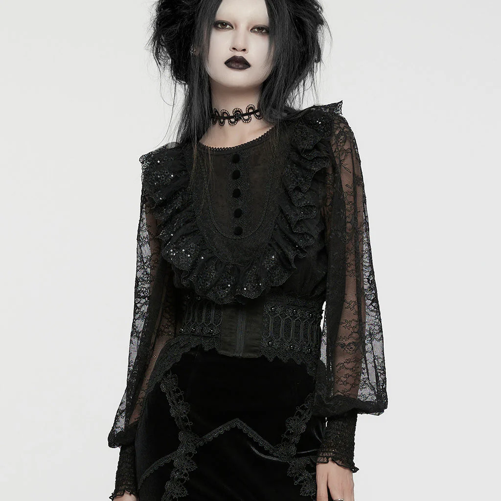 WS-639YDF Gothic Corset Lace Hollow Design Slim-Fit Black Waist Cincher - Image 3