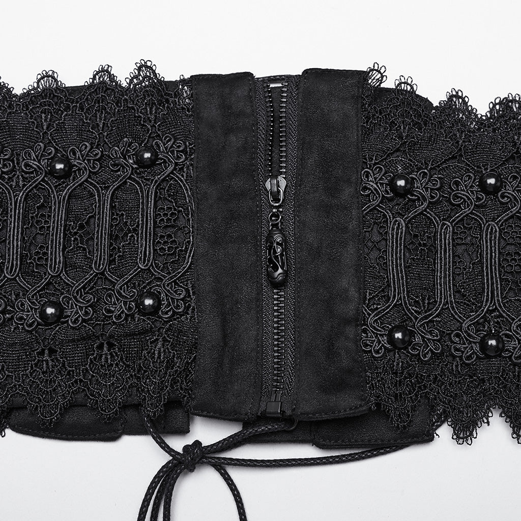 WS-639YDF Gothic Corset Lace Hollow Design Slim-Fit Black Waist Cincher - Image 6