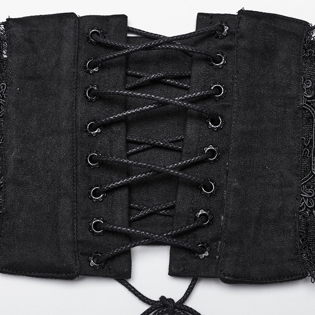 WS-639YDF Gothic Corset Lace Hollow Design Slim-Fit Black Waist Cincher - Image 8