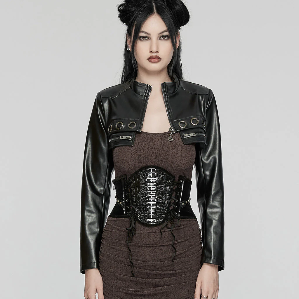 WS-649YDF Elegant Gothic Spinal Pattern Corset with Lace-Up Detail - Image 20