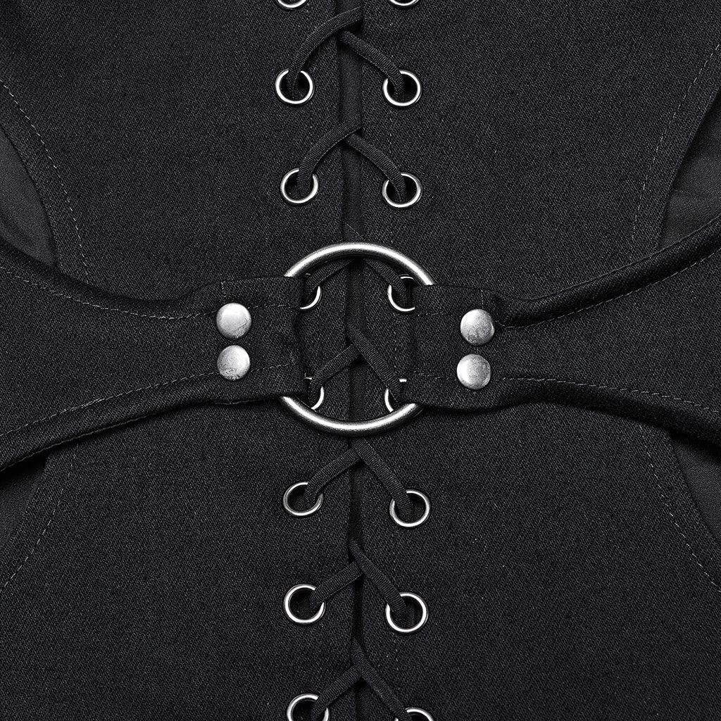 WS-653YDF Gothic Lace-Up Cutout Strapless Punk Corset Top - Image 17