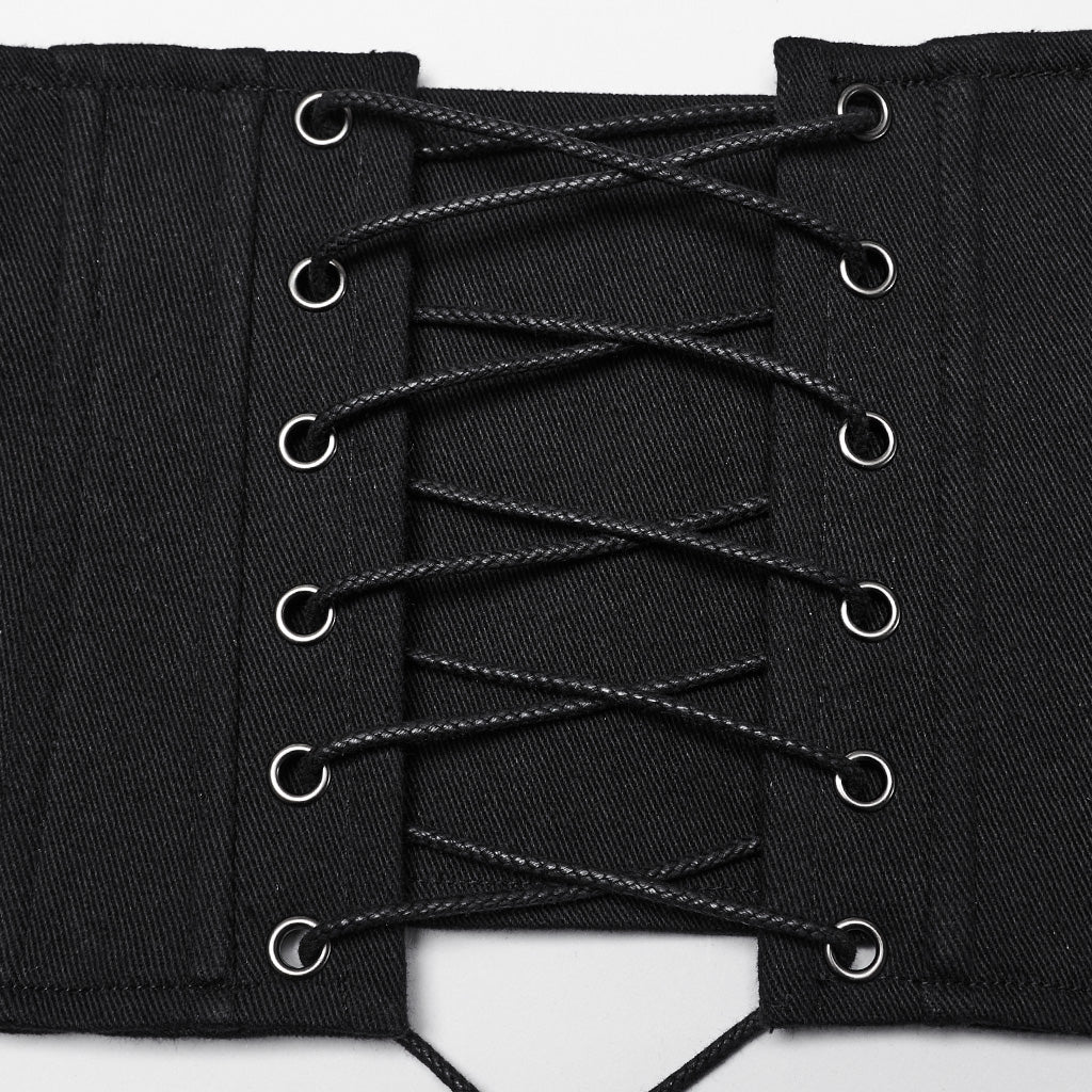 WS-656YDF Gothic Punk Corset Belt with Buckles and Lacing - Image 10