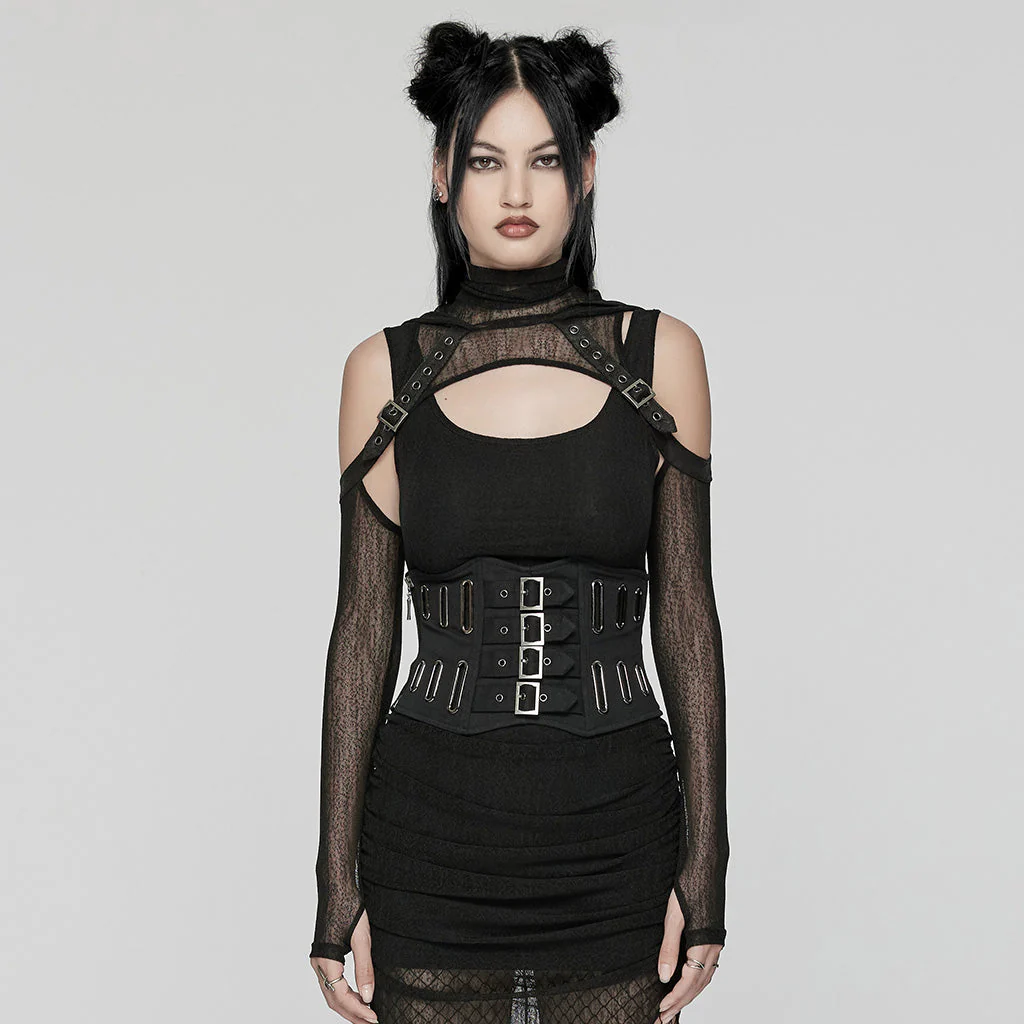 WS-656YDF Gothic Punk Corset Belt with Buckles and Lacing - Image 3