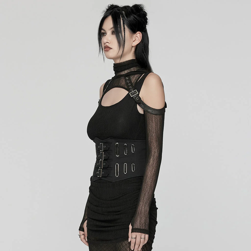 WS-656YDF Gothic Punk Corset Belt with Buckles and Lacing - Image 4