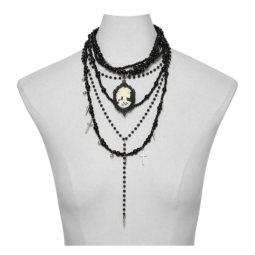 WS-658LHF Vintage Gothic Multi-Layer Cross Bead Necklace - Image 19