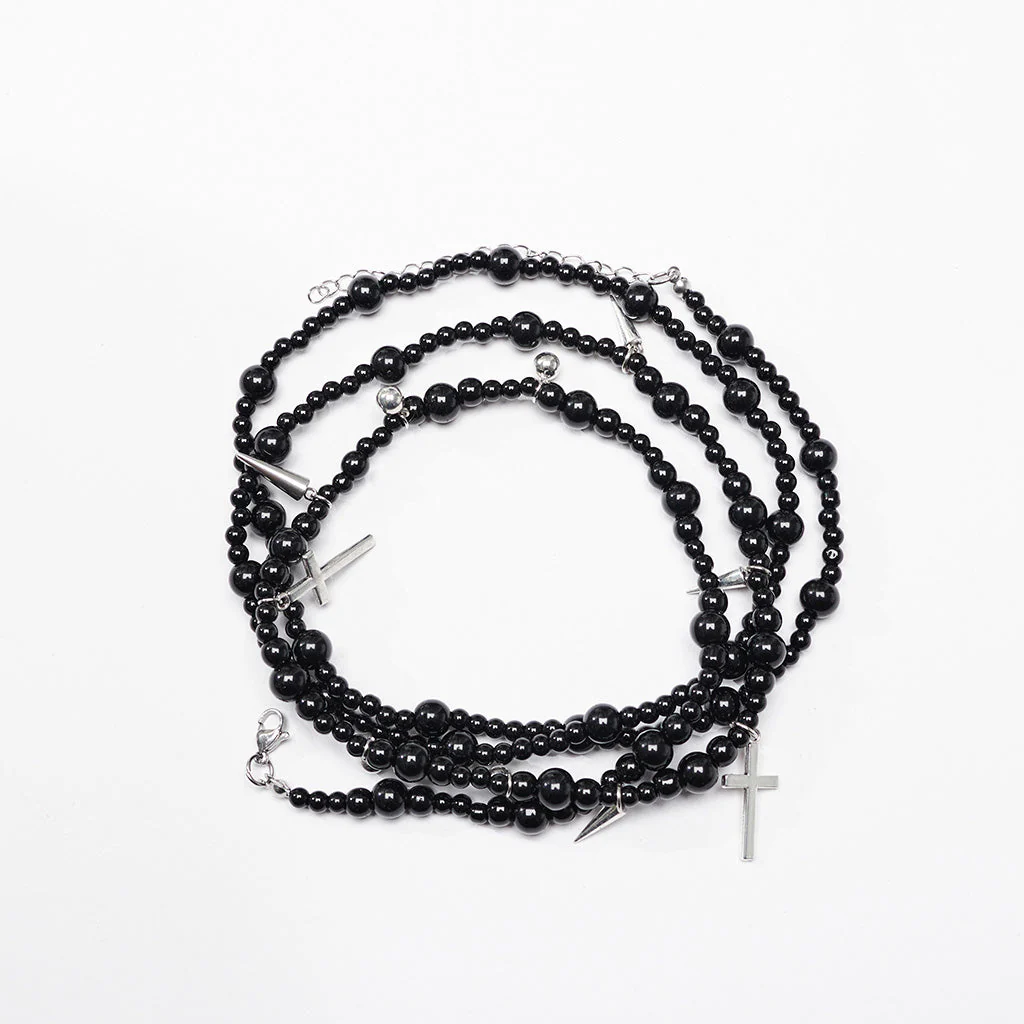 WS-658LHF Vintage Gothic Multi-Layer Cross Bead Necklace - Image 9