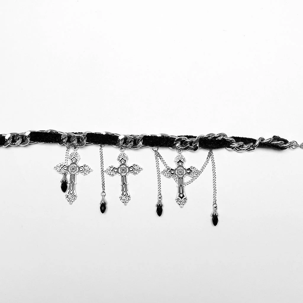 WS-659LHF Gothic Elegance Cross Choker Necklace Gothic Accessories Vintage Silver - Image 36