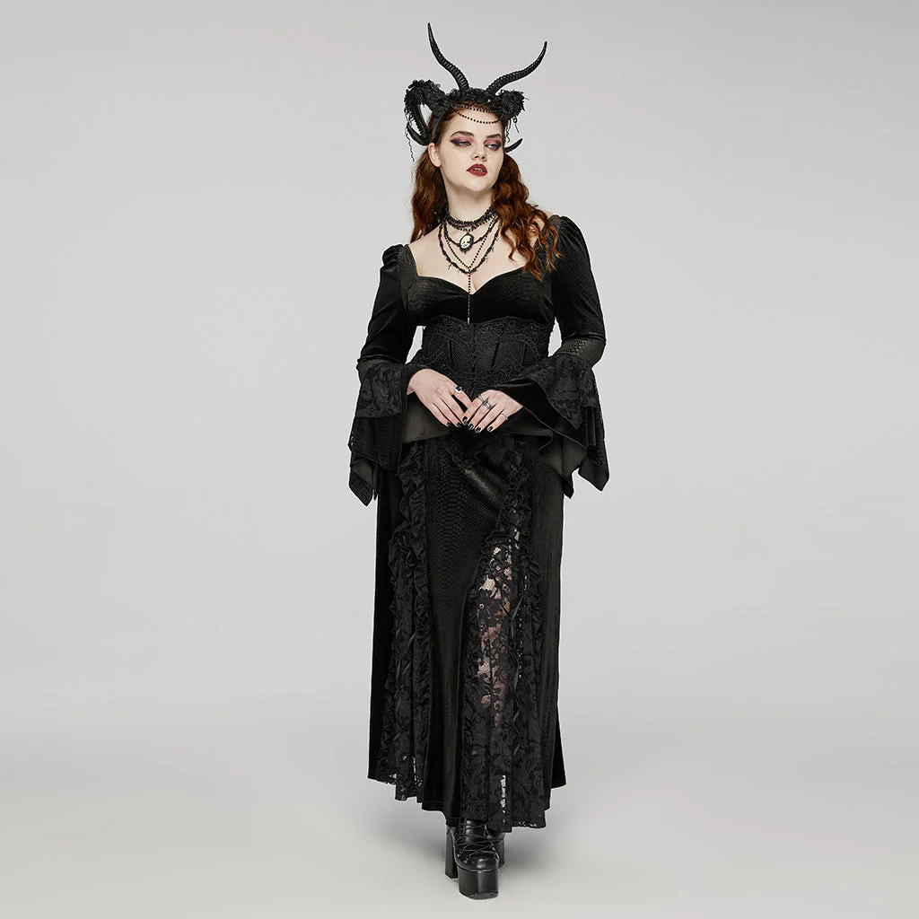 WS-661FSF Gothic Accessories Demon Horn Headdress with Lace and Chains - Image 20