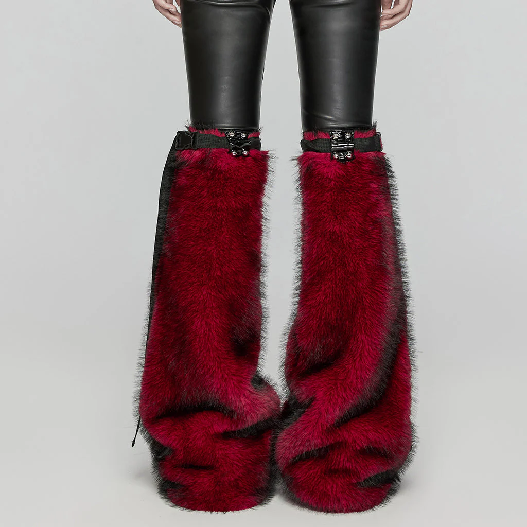 WS-672JTF Faux Fur Strapped Leg Warmers Punk Accessories Deluxe - Image 15