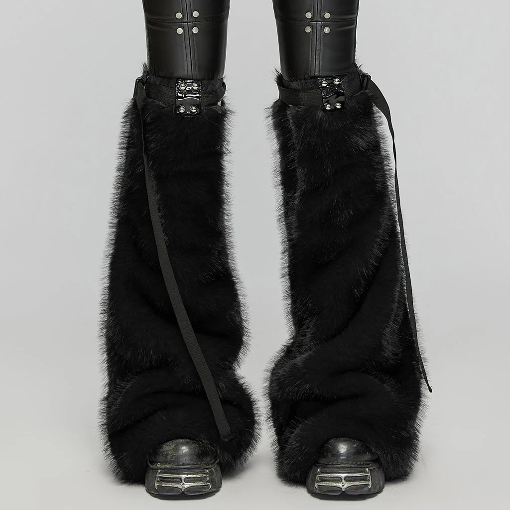 WS-672JTF Faux Fur Strapped Leg Warmers Punk Accessories Deluxe - Image 21