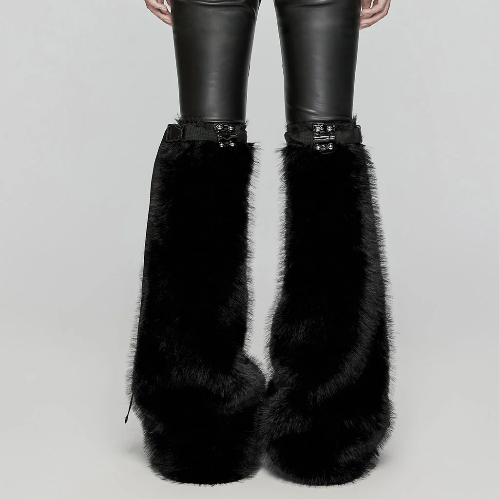 WS-672JTF Faux Fur Strapped Leg Warmers Punk Accessories Deluxe - Image 44