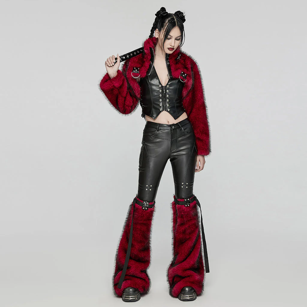 WS-672JTF Faux Fur Strapped Leg Warmers Punk Accessories Deluxe - Image 54