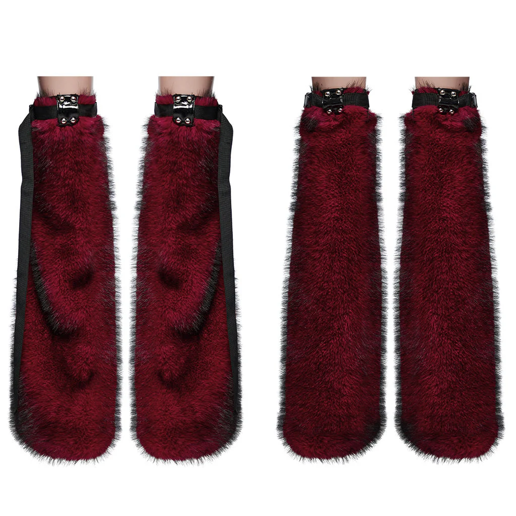 WS-672JTF Faux Fur Strapped Leg Warmers Punk Accessories Deluxe - Image 55