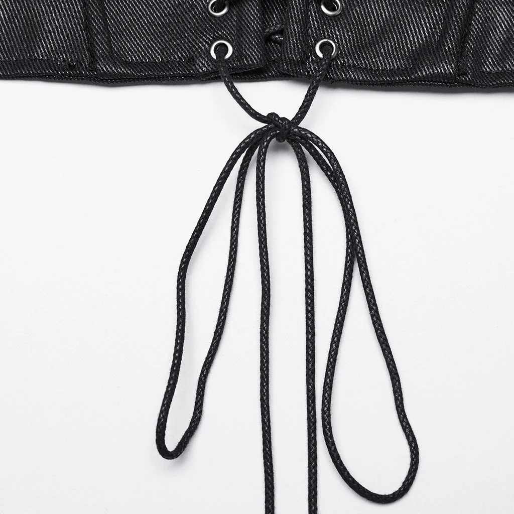 WS-674YDF Edgy Cyberpunk Corset with Lace-Up and Rivet Detailing - Image 10