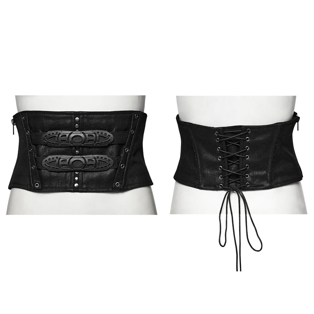 WS-674YDF Edgy Cyberpunk Corset with Lace-Up and Rivet Detailing - Image 20