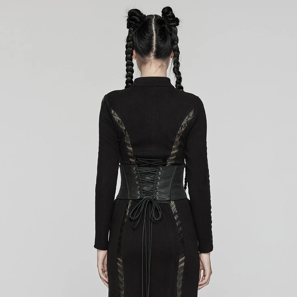WS-674YDF Edgy Cyberpunk Corset with Lace-Up and Rivet Detailing - Image 5