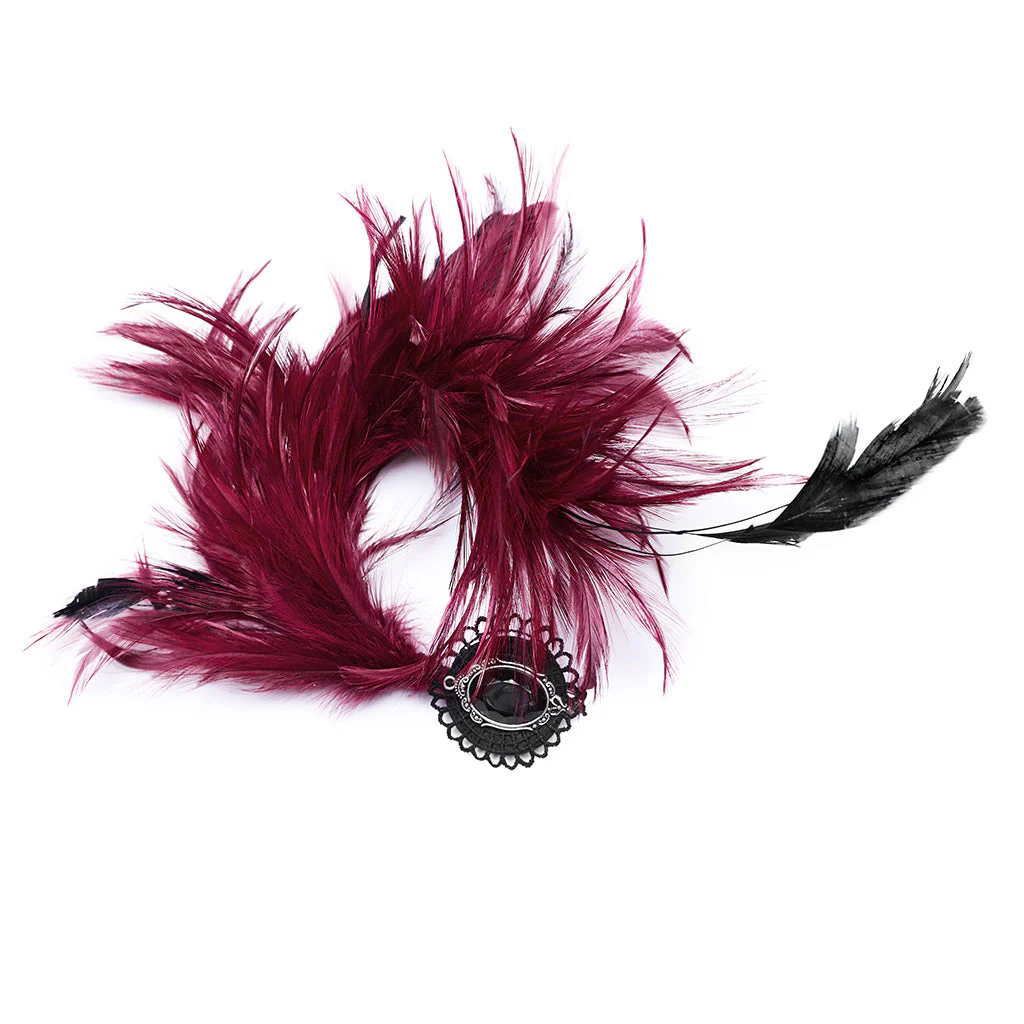 WS-683LHF Gothic Feather Fascinator Headpiece with Mystic Eye Gemstone - Image 13